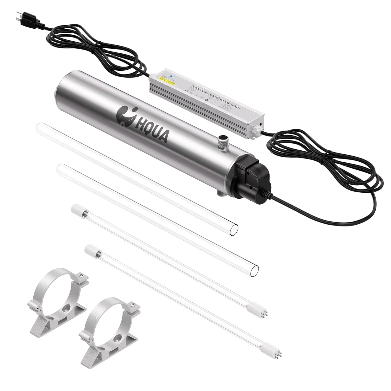 HQUA-TWS-12 Ultraviolet Water Purifier Filter for Whole House Water Purification,12GPM 120V, 1 Extra UV Lamp   1 Extra Quartz Sleeve