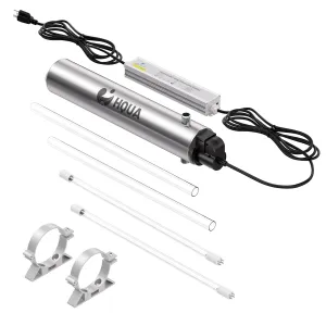HQUA-TWS-12 Ultraviolet Water Purifier Filter for Whole House Water Purification,12GPM 120V, 1 Extra UV Lamp   1 Extra Quartz Sleeve