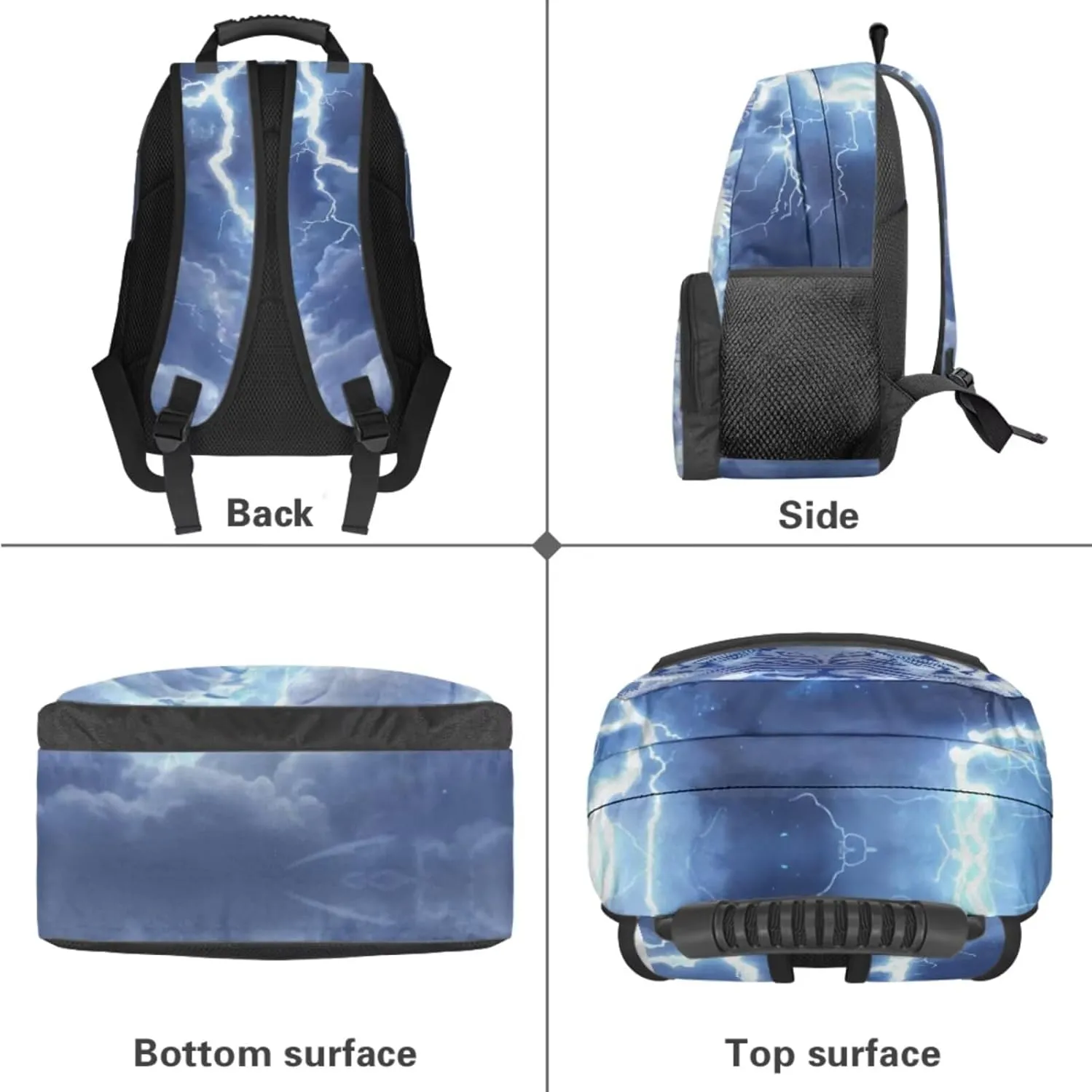 HUGS IDEA Lightning Tiger Pattern Backpack for School Kids Bookbag with Lunchbox for Boys 6-8 Lightweight Elementary School Bags for Boys Large Schoolbag Set for Kids Travel Duffel Bag