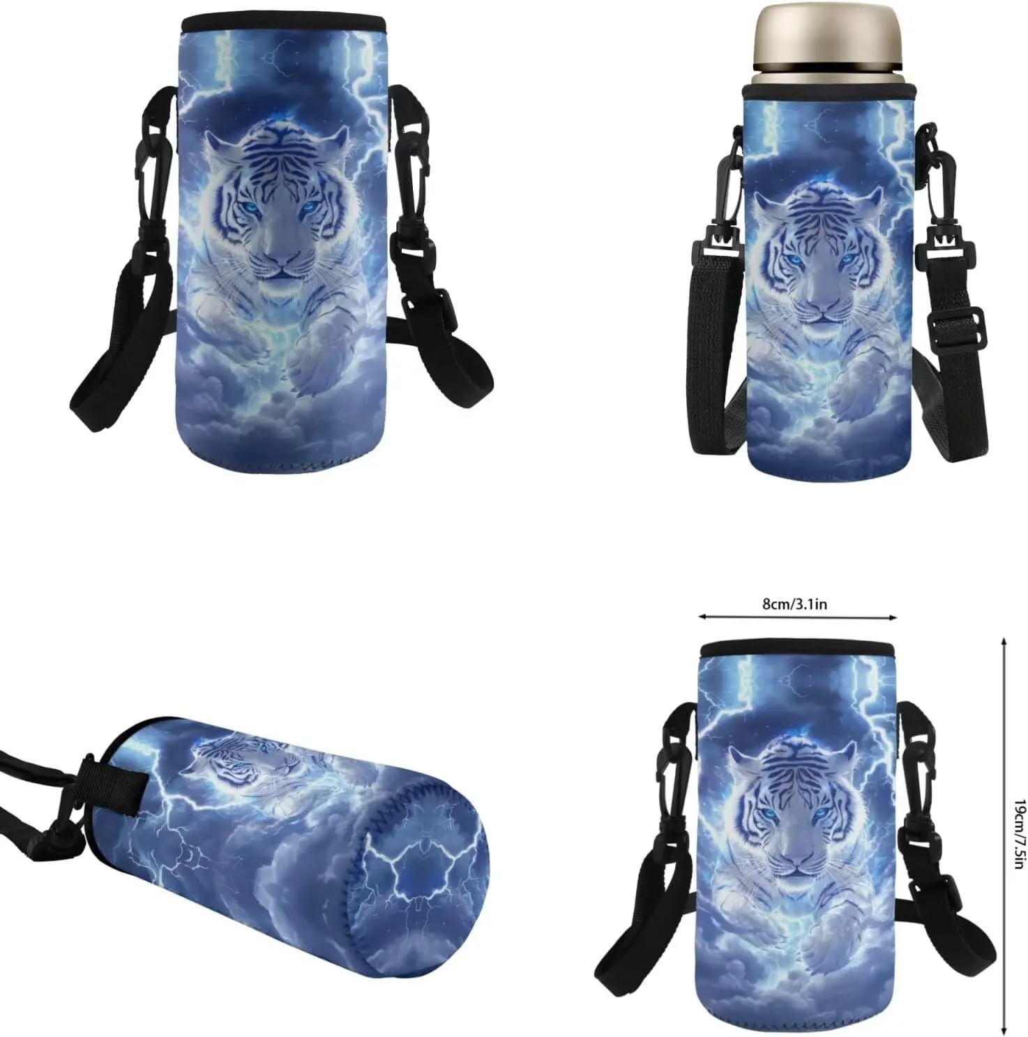HUGS IDEA Lightning Tiger Pattern Backpack for School Kids Bookbag with Lunchbox for Boys 6-8 Lightweight Elementary School Bags for Boys Large Schoolbag Set for Kids Travel Duffel Bag