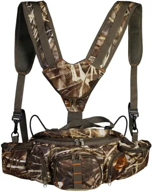 Hunting Camo Fanny Waist Pack, Adjustable Gut Hook Harness Waist Pack with Harness Pouch for Climbing Hiking Camping Fishing，