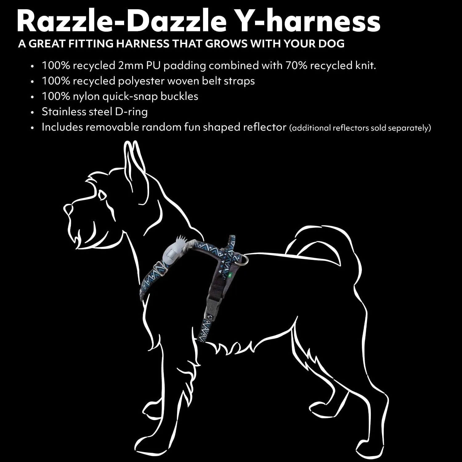 Hurtta Razzle-Dazzle Y-Harness, Bilberry, 32-40 in