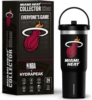 Hydrapeak x NBA Officially Licensed Miami Heat 32oz Nomad Stainless Steel Tumbler with Handle and Straw Lid, Leakproof Water Bottle in Limited Edition Collector's Gift Box