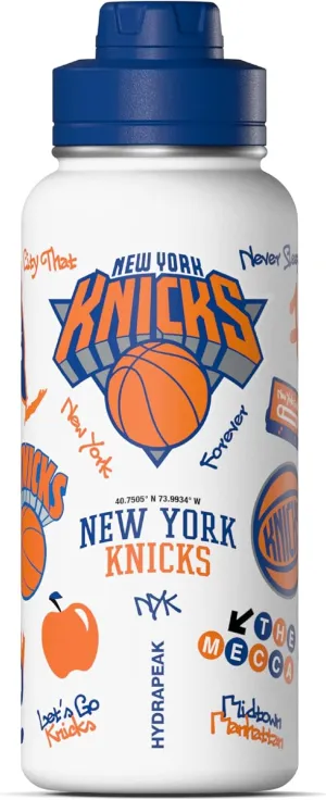 Hydrapeak x NBA Officially Licensed New York Knicks 32oz Active Water Bottle Chug Lid Stainless Steel Reusable Double Wall Celebrating The City Of New York