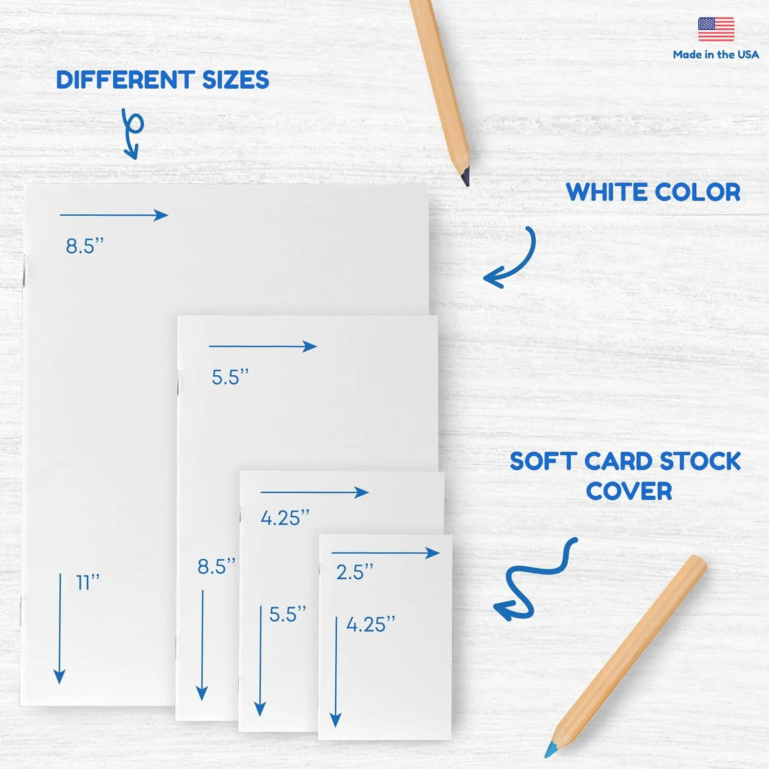 Hygloss Blank Books 5.5 x 8.5 Inches - 10 Pack – White Paperback for Drawing & Writing – Empty Books for Journaling, Sketching or Arts & Craft