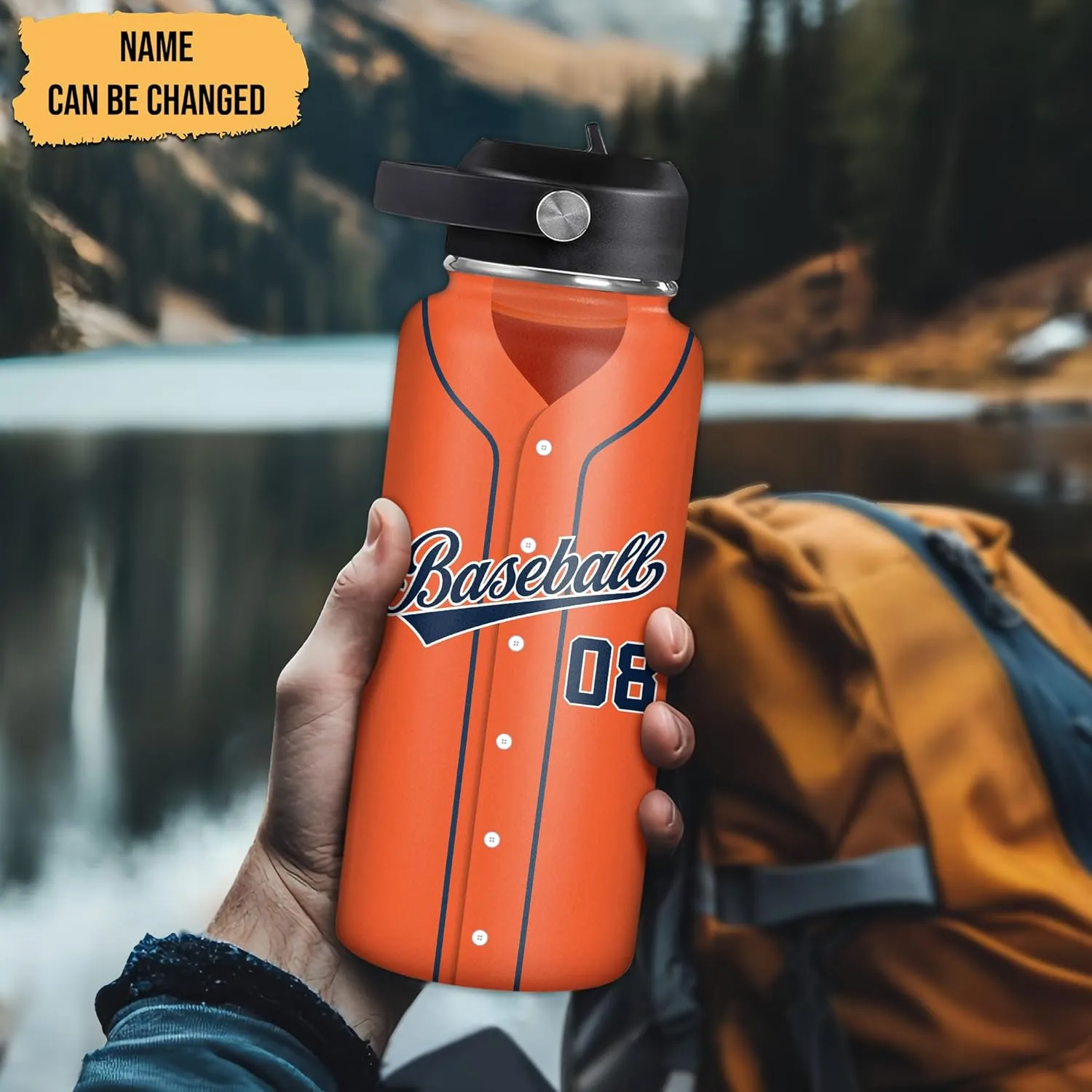 Hyturtle Personalized Baseball Water Bottle - Travel Insulated Stainless Steel Bottle with Leak-Proof Lid 18oz 32oz - Gift for Men, Boys, Baseball Lovers, Players, Coaches - Birthday & Christmas Gift