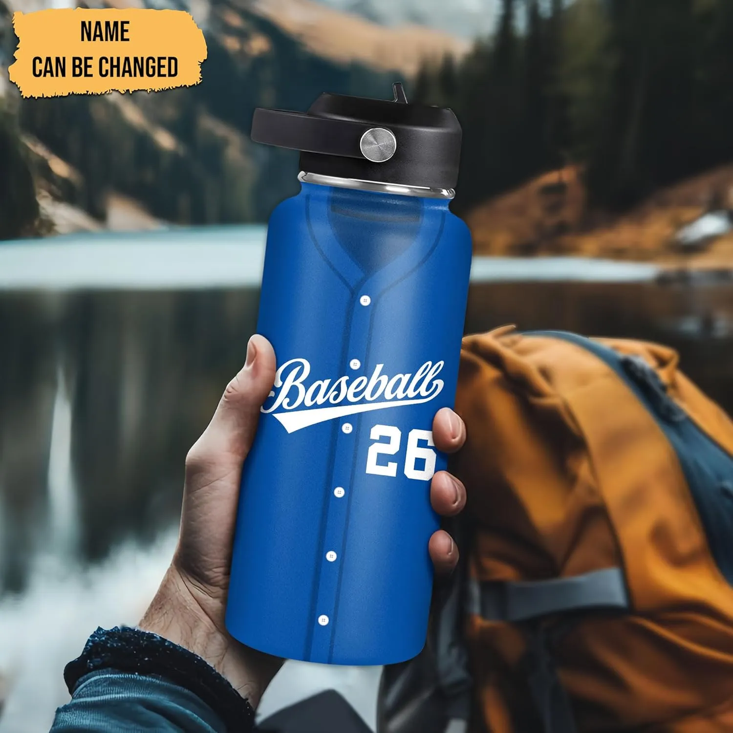 Hyturtle Personalized Baseball Water Bottle - Travel Insulated Stainless Steel Bottle with Leak-Proof Lid 18oz 32oz - Gift for Men, Boys, Baseball Lovers, Players, Coaches - Birthday & Christmas Gift