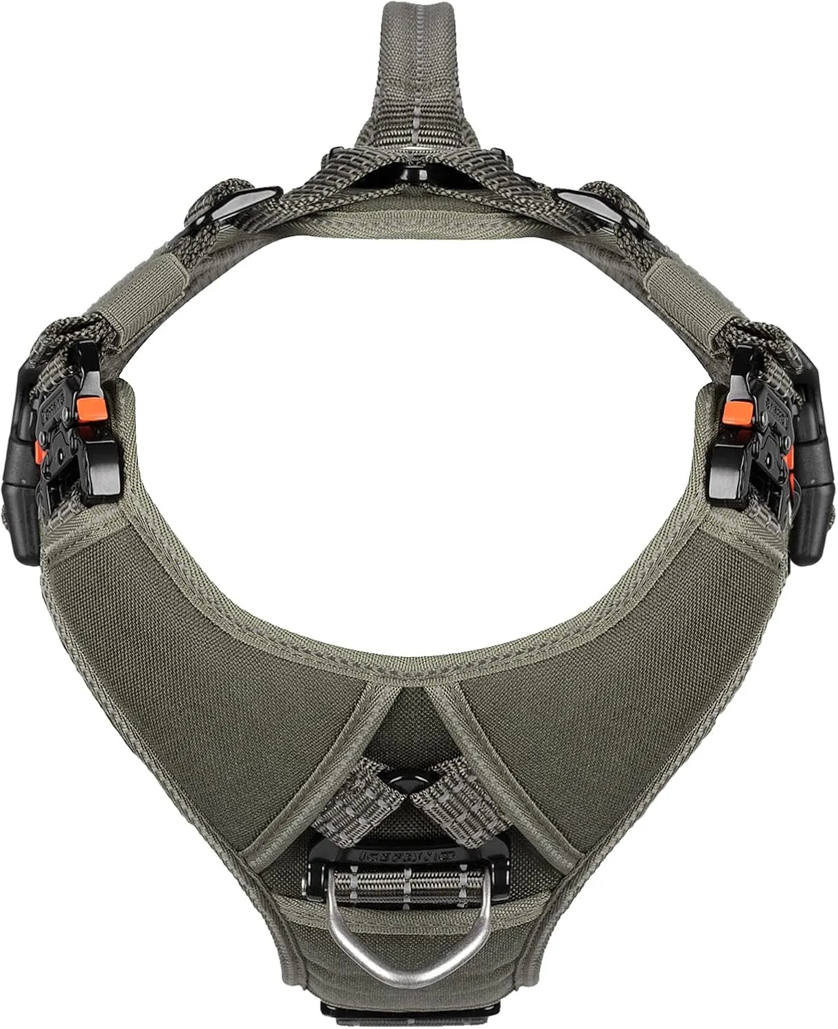 ICEFANG GN8 Quick-Moving Tactical Dog Harness with 2xMetal Buckles for Medium Sized Dogs,Reflective K9 Vest,No-Pull Front Leash Clip,5-Points Adjustable Pet Harness (Green, Medium (Pack of 1))