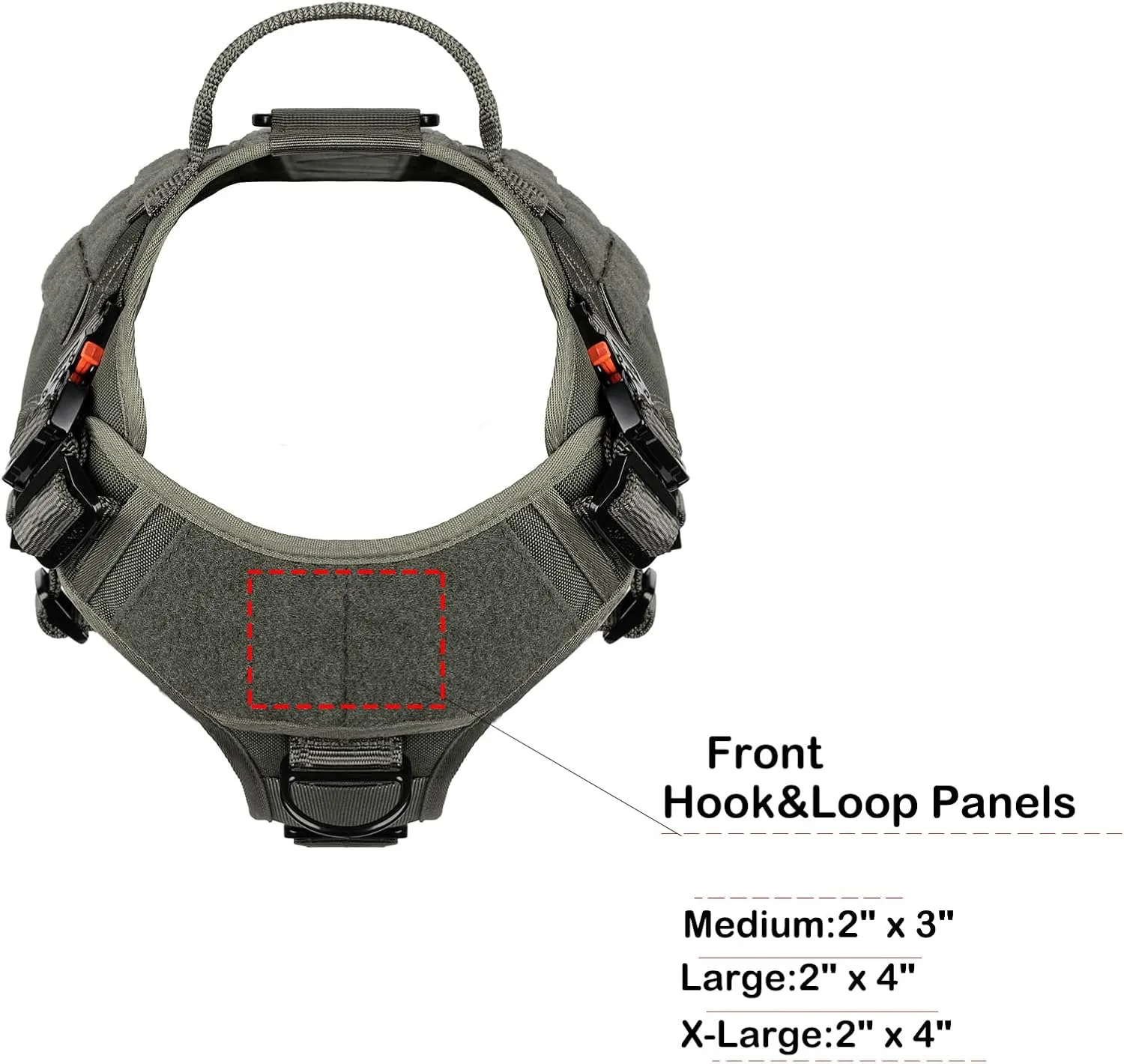 ICEFANG Tactical Dog Harness with 4X Metal Buckle,Working Dog MOLLE K9 Vest with Handle,No Pulling Front Clip,Adjustable Pet Harness for Large Dogs (L (28"-35" Chest), Green)