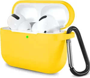 IceSword Airpods Pro 2nd/1st Generation Case Cover, Full Protective Silicone AirPods Skin Soft Shell Shock-Absorbing Protective Full-Body Keychain for Women Men [Front LED Visible] Airpods - Yellow