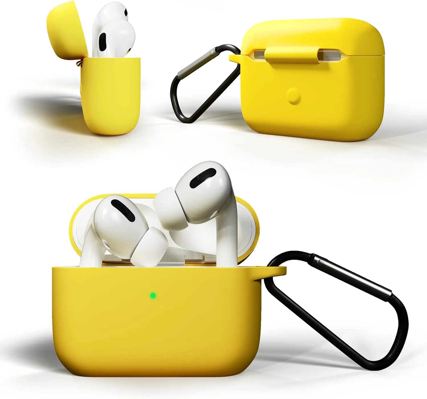 IceSword Airpods Pro 2nd/1st Generation Case Cover, Full Protective Silicone AirPods Skin Soft Shell Shock-Absorbing Protective Full-Body Keychain for Women Men [Front LED Visible] Airpods - Yellow