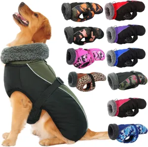 IECOii Extra Warm Dog Coat Reflective Adjustable Winter Jacket with Buckle Fleece Turtleneck for Cold Weather, Soft for Small Medium Extra Large Dogs, Army Green