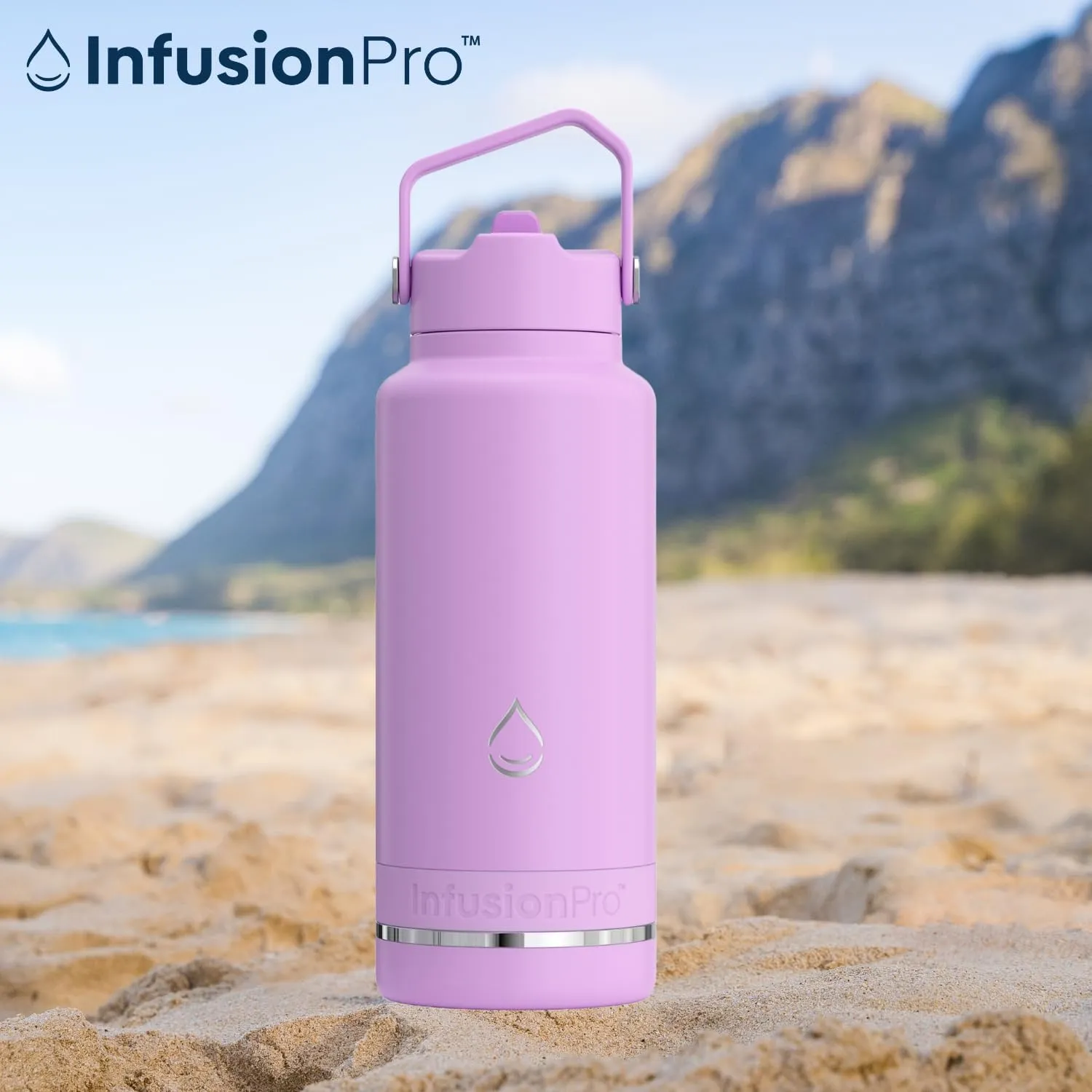 Infusion Pro Fruit Infuser Water Bottle with Straw Lid (32 oz) Stainless Steel Vacuum Insulated : 50 Recipe Fruit Infusion eBook : More Flavor : Easy Cleaning : Great Gift