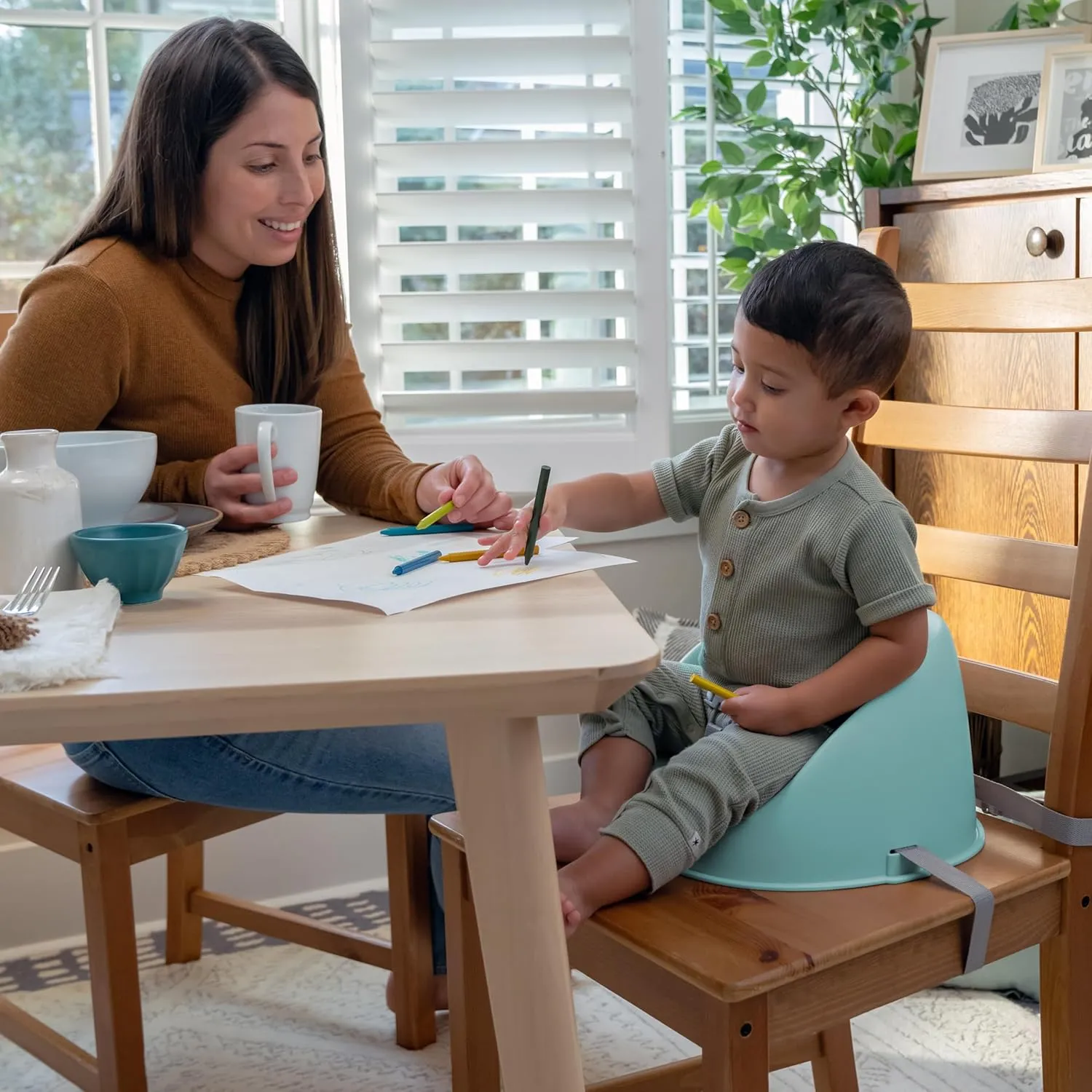 Ingenuity: ity by Ingenuity My Spot Easy-Clean Baby Booster Feeding Chair, 3-Point Harness, Washable Removable Straps - Teal