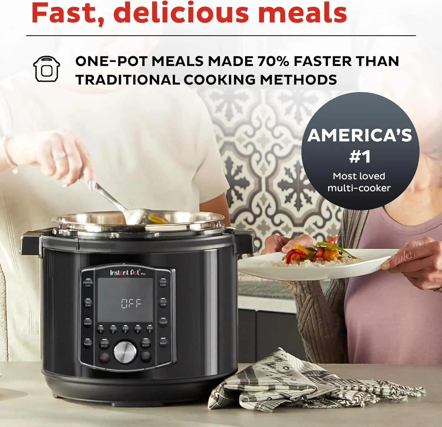 Instant Pot Pro (8 QT) 10-in-1 Pressure Cooker, Slow Cooker, Rice/Grain Cooker, Steamer, Sauté, Sous Vide, Yogurt Maker, Sterilizer, and Warmer, Includes App With Over 800 Recipes, Black