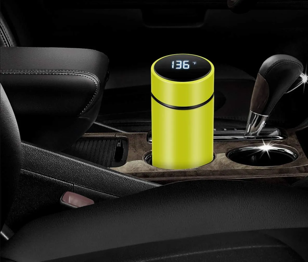 Insulated bottle,Coffee bottle,Tea Infuser Bottle,Smart Sports Water Bottle with LED Temperature Display,Double Wall Vacuum Insulated Water Bottle, Stay Hot for 24 Hrs,Cold for 24 Hrs (Yellow)