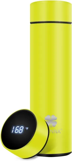 Insulated bottle,Coffee bottle,Tea Infuser Bottle,Smart Sports Water Bottle with LED Temperature Display,Double Wall Vacuum Insulated Water Bottle, Stay Hot for 24 Hrs,Cold for 24 Hrs (Yellow)