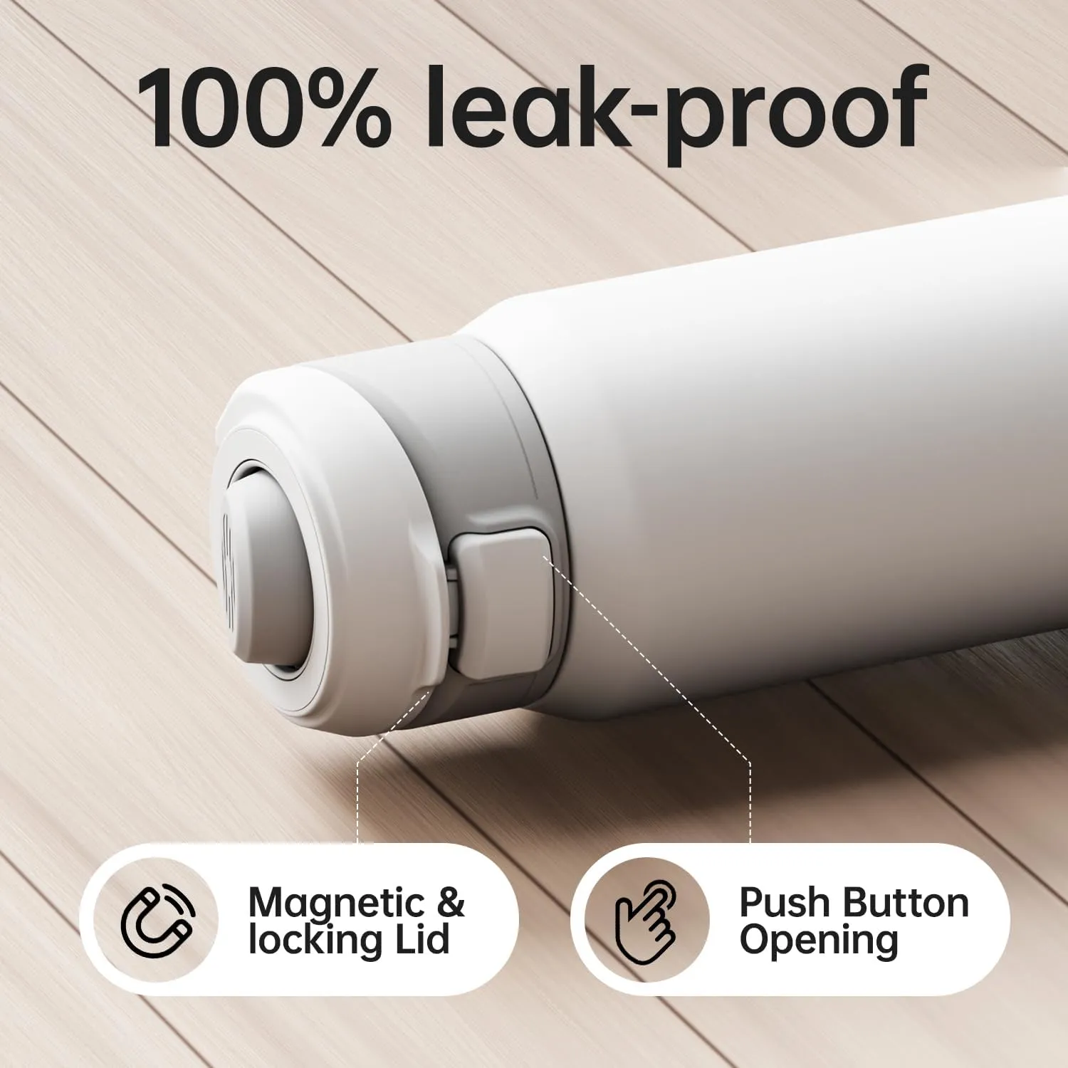 Insulated Magnetic Water Bottle - Reusable Stainless Steel Bottle with MagSafe Compatible Phone Holder - Keeps Cold for 24 Hours - Perfect for Gym, Sports, and Travel - White 32oz