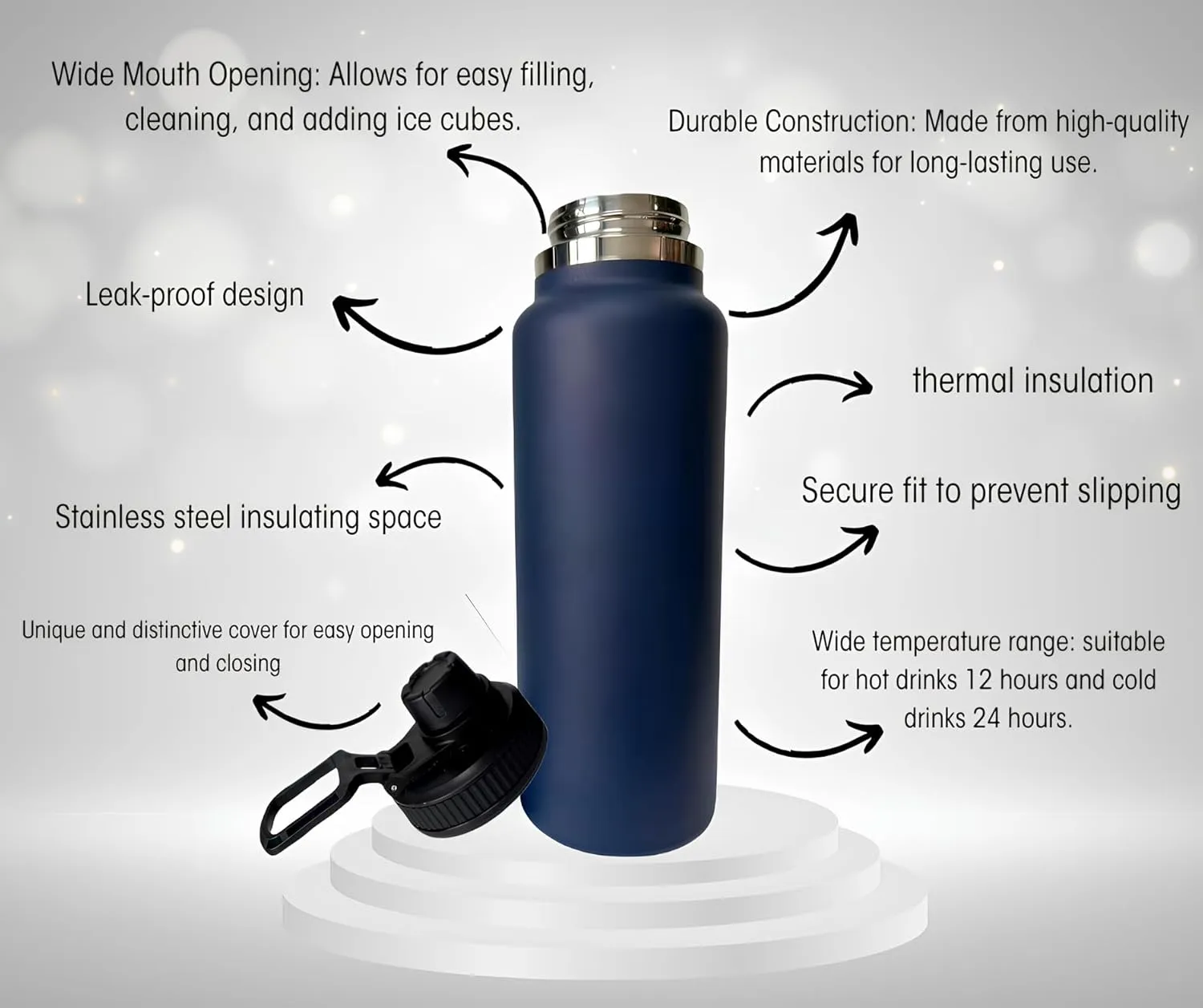 Insulated Stainless Steel Tumbler (Blue, 32 Oz, Water Bottle)