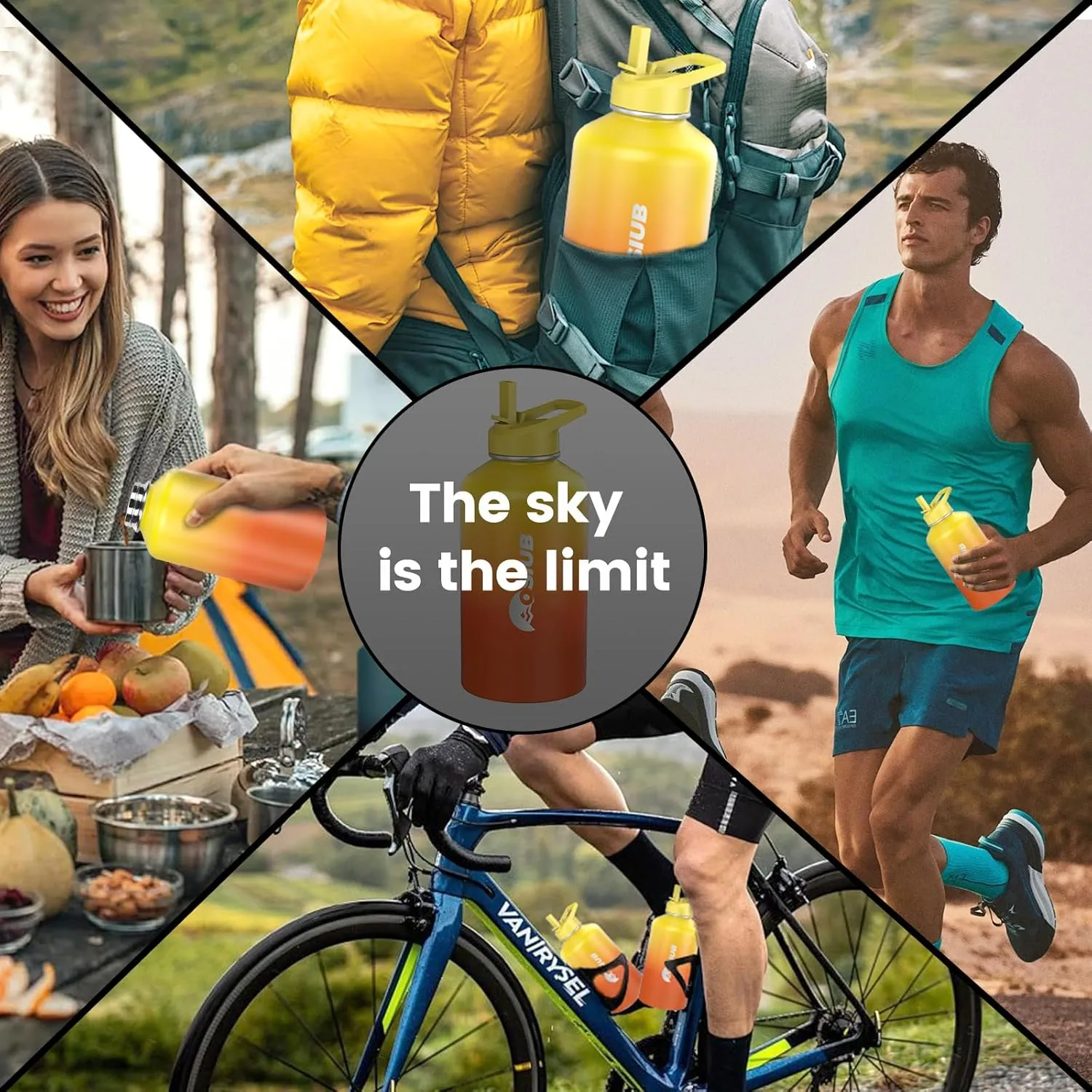 Insulated Water Bottle 32 oz, Triple Wall Vacuum Stainless Steel(Cold for 48 Hrs),Leak Proof & BPA-Free,Simple Modern Water Bottle with Drink-Through Lid & Flip Straw for Sports & Travel, Sunset