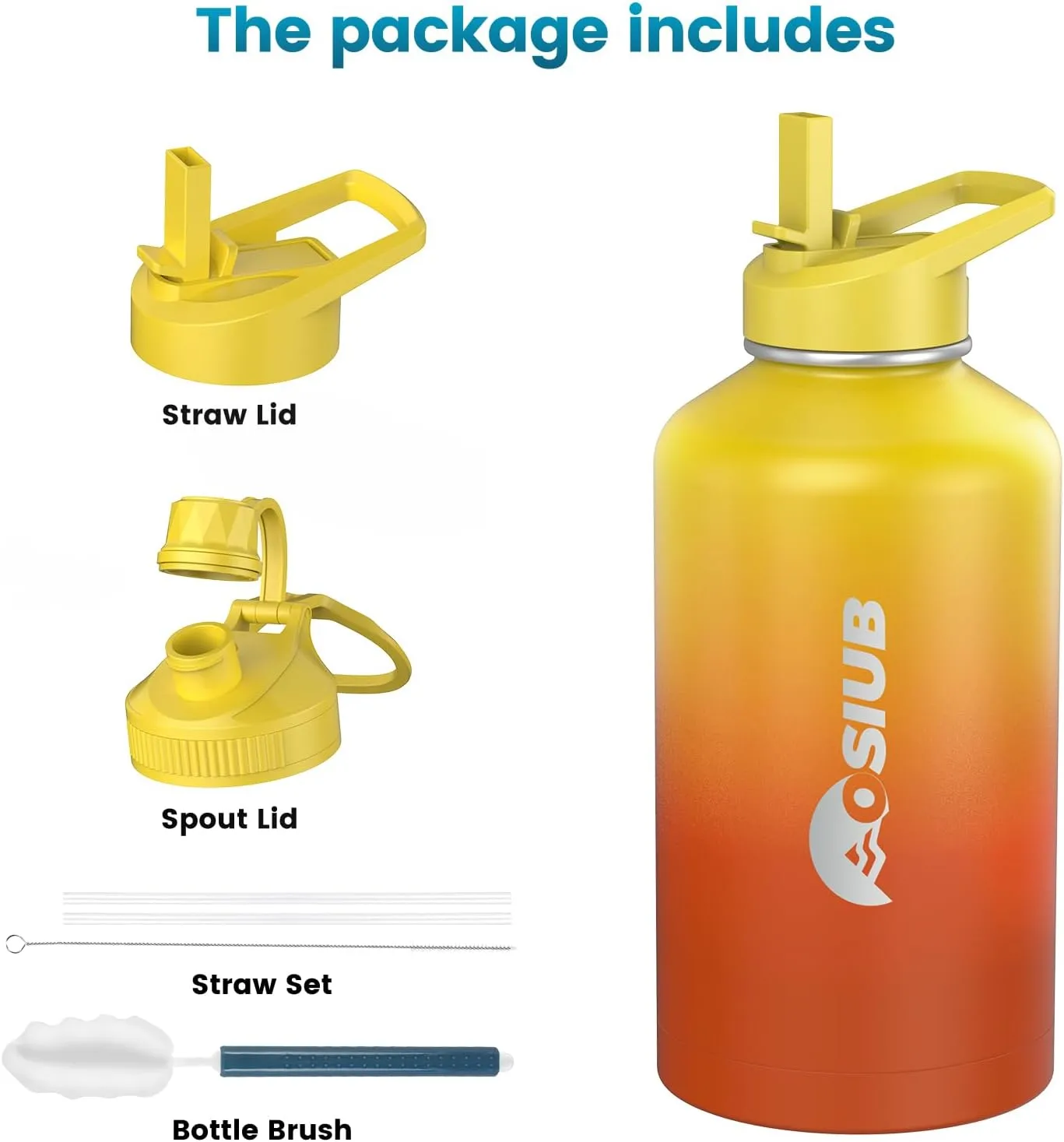 Insulated Water Bottle 32 oz, Triple Wall Vacuum Stainless Steel(Cold for 48 Hrs),Leak Proof & BPA-Free,Simple Modern Water Bottle with Drink-Through Lid & Flip Straw for Sports & Travel, Sunset