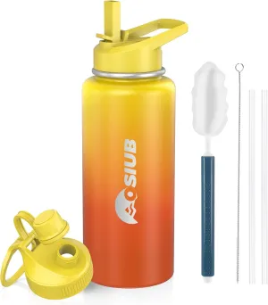 Insulated Water Bottle 32 oz, Triple Wall Vacuum Stainless Steel(Cold for 48 Hrs),Leak Proof & BPA-Free,Simple Modern Water Bottle with Drink-Through Lid & Flip Straw for Sports & Travel, Sunset