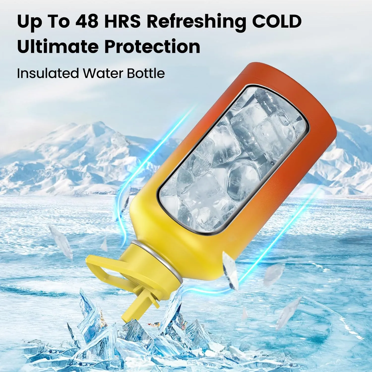 Insulated Water Bottle 32 oz, Triple Wall Vacuum Stainless Steel(Cold for 48 Hrs),Leak Proof & BPA-Free,Simple Modern Water Bottle with Drink-Through Lid & Flip Straw for Sports & Travel, Sunset