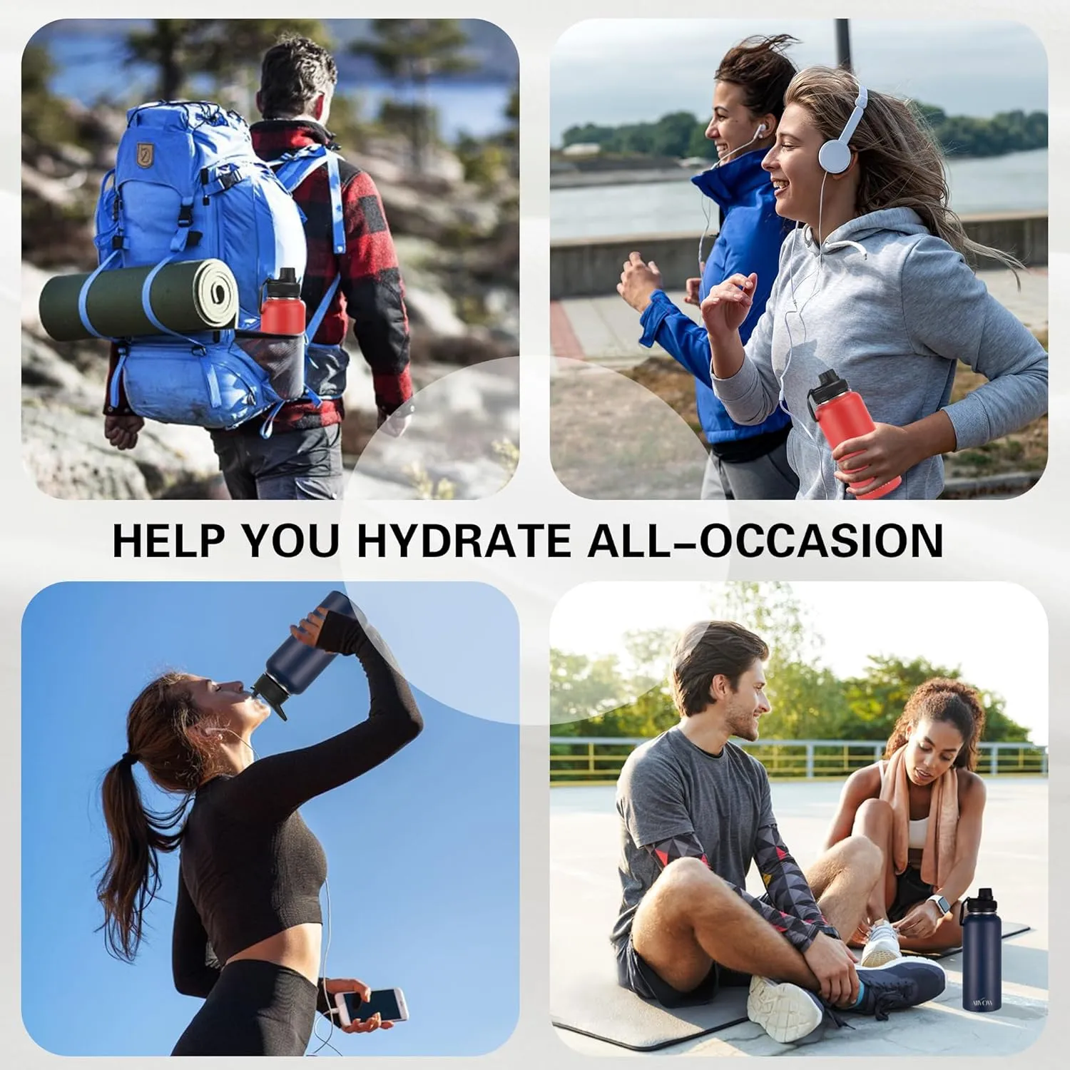 Insulated Water Bottle 32 oz with Straw, Metal Vacuum Stainless Steel Water Flask, Leak Proof & BPA-Free Sports Mens Water Bottle (2 Lids) for Gym,Hiking,Travel, Green
