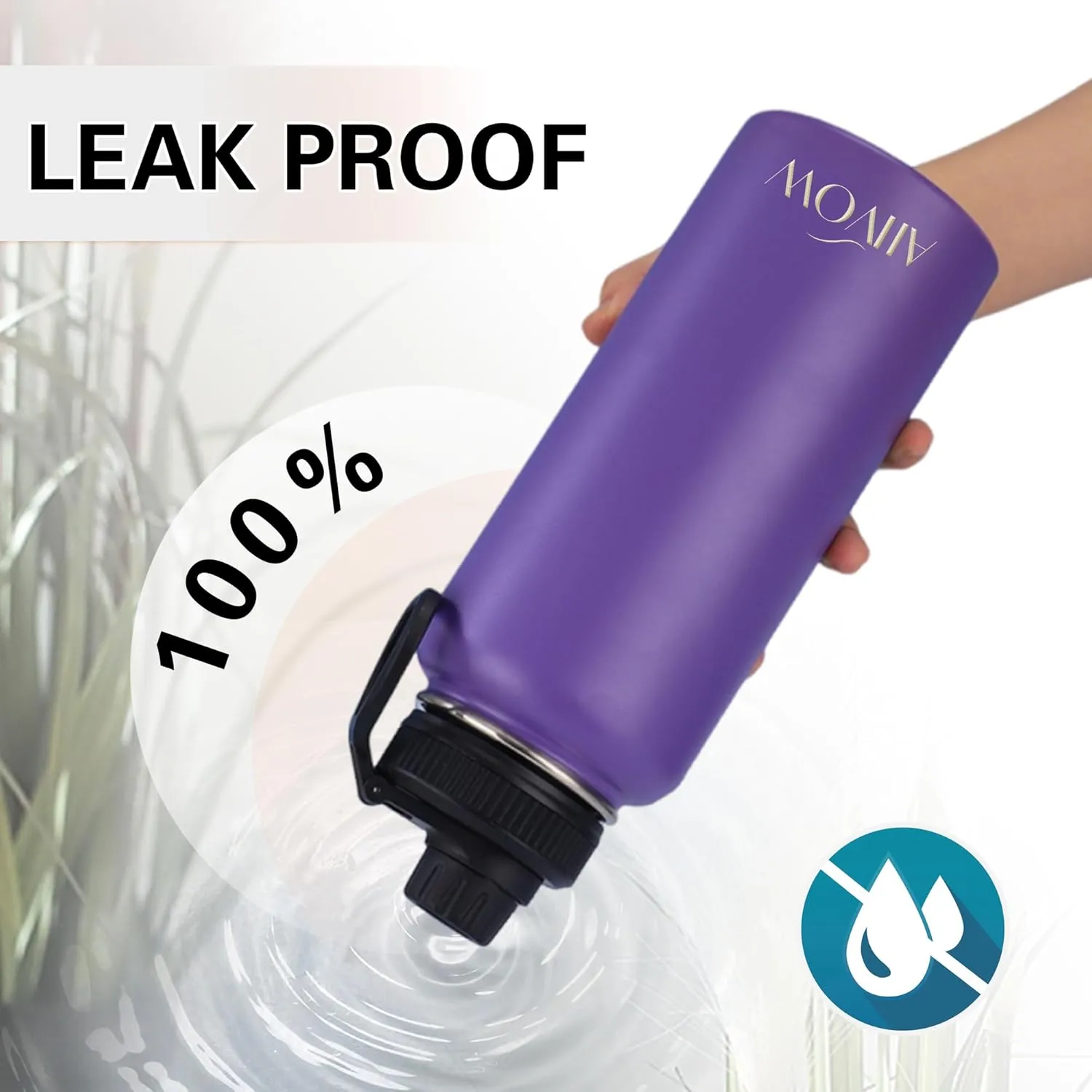 Insulated Water Bottle 32 oz with Straw, Metal Vacuum Stainless Steel Water Flask, Leak Proof & BPA-Free Sports Mens Water Bottle (2 Lids) for Gym,Hiking,Travel, Green