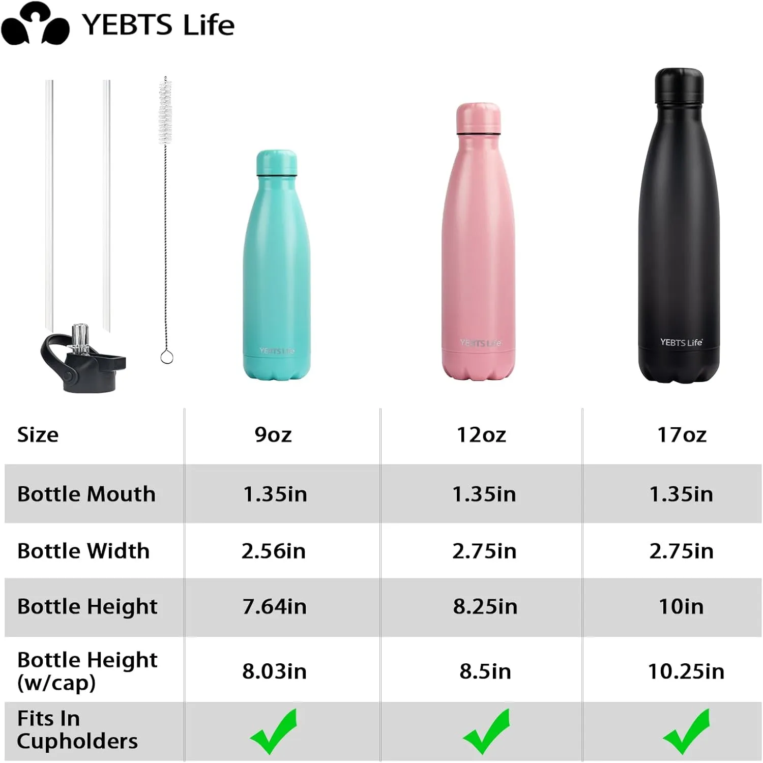 Insulated Water Bottle,2 Pack-12oz Stainless Steel Water Bottles with straw lid,Metal Sports Thermos Water Bottles for Boys,Girls,Double Wall Vacuum BPA-Free Flask for Sports(Purple Ocean)