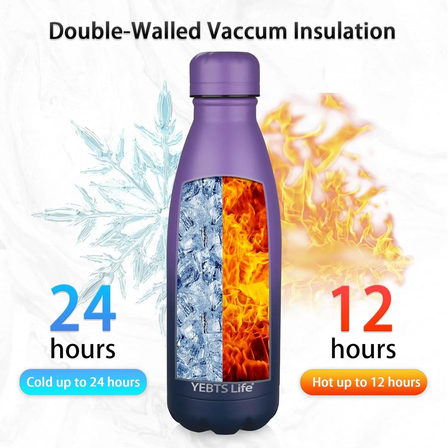Insulated Water Bottle,2 Pack-12oz Stainless Steel Water Bottles with straw lid,Metal Sports Thermos Water Bottles for Boys,Girls,Double Wall Vacuum BPA-Free Flask for Sports(Purple Ocean)