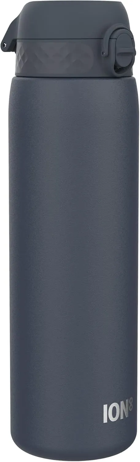 ION8 Vacuum Insulated Stainless Steel 1 Litre Water Bottle, 920 ml/31 oz, Leak Proof, Easy to Open, Secure Lock, Dishwasher Safe, Carry Handle, Scratch Resistant, Ideal for Sports and Yoga, Ash Navy