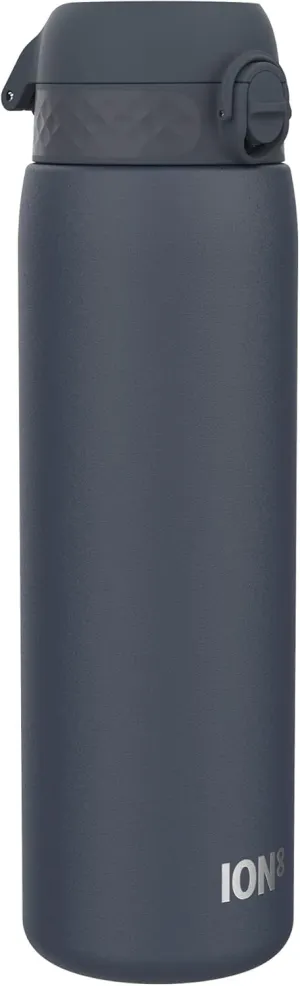 ION8 Vacuum Insulated Stainless Steel 1 Litre Water Bottle, 920 ml/31 oz, Leak Proof, Easy to Open, Secure Lock, Dishwasher Safe, Carry Handle, Scratch Resistant, Ideal for Sports and Yoga, Ash Navy
