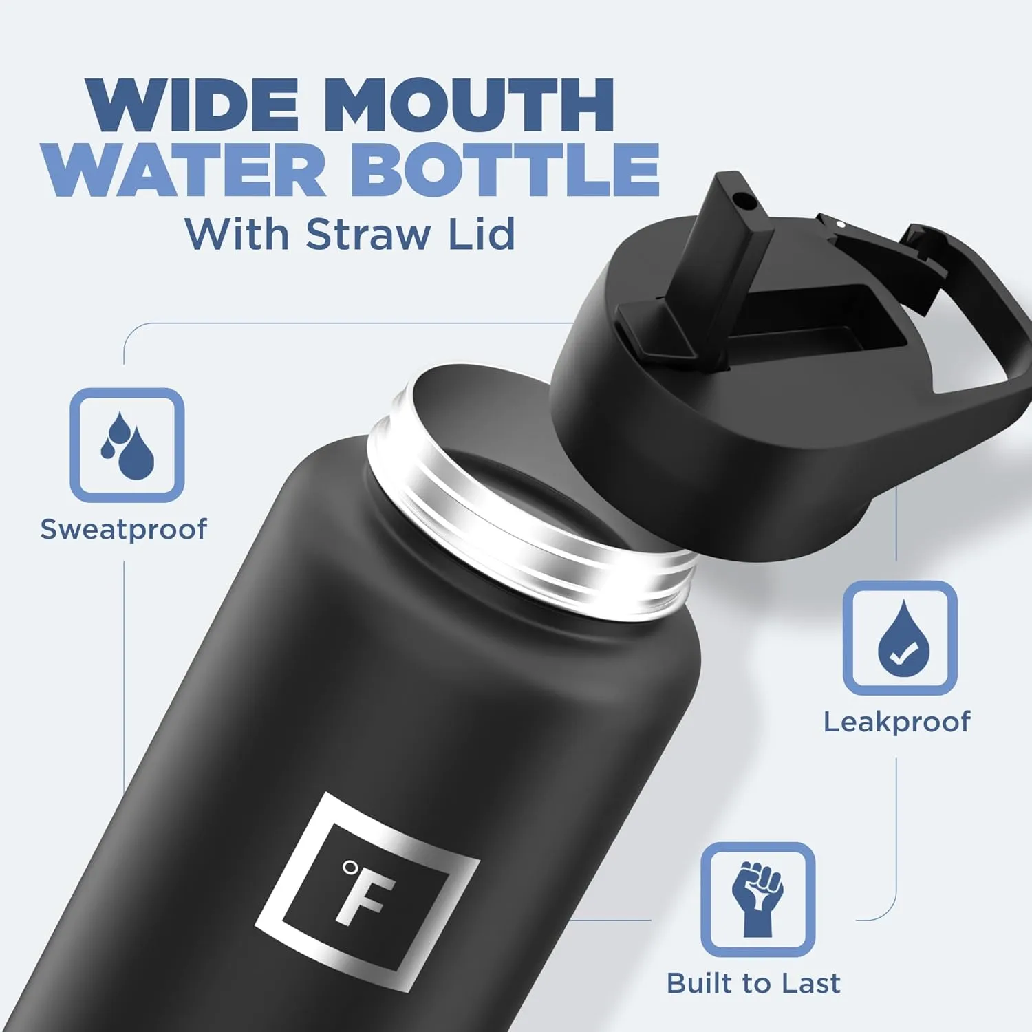 IRON °FLASK Camping & Hiking Hydration Flask with 3 Lids - Stainless Steel, Double Walled & Vacuum Insulated Water Bottle - Leak Proof & BPA Free (Kiwi Green, Straw - 40 oz)