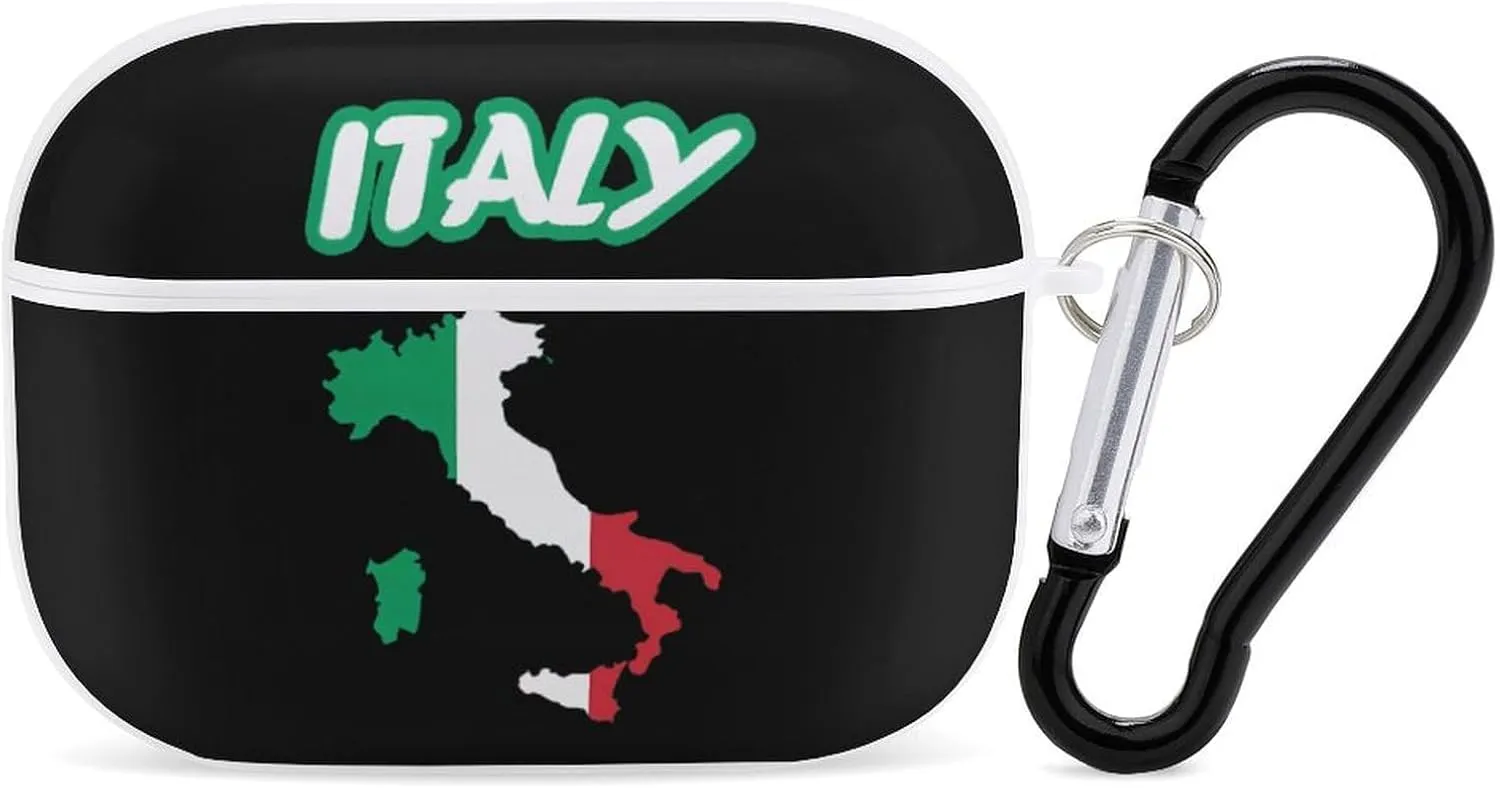 Italian Italy Map Flag Cute Protective Case Compatible with AirPods Pro Bluetooth Headphone Cover with Keychain