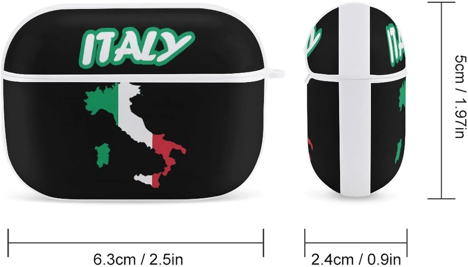 Italian Italy Map Flag Cute Protective Case Compatible with AirPods Pro Bluetooth Headphone Cover with Keychain