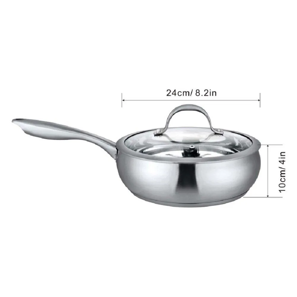 J&V Textiles Stainless Cookware 9.5-inch Fry Pan with Lid