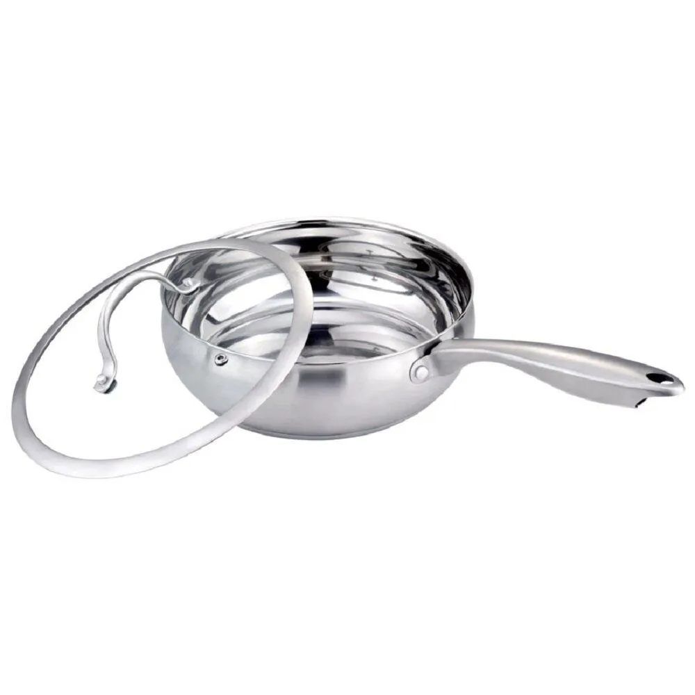 J&V Textiles Stainless Cookware 9.5-inch Fry Pan with Lid