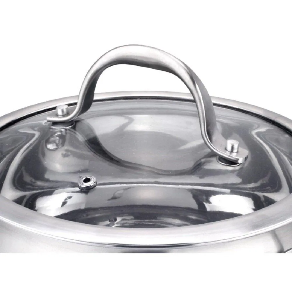 J&V Textiles Stainless Cookware 9.5-inch Fry Pan with Lid