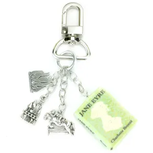 Jane Eyre Charlotte Bronte Clay Mini Book Key Chain Bag Purse Backpack Clip Latch Lock Strap Clasp
