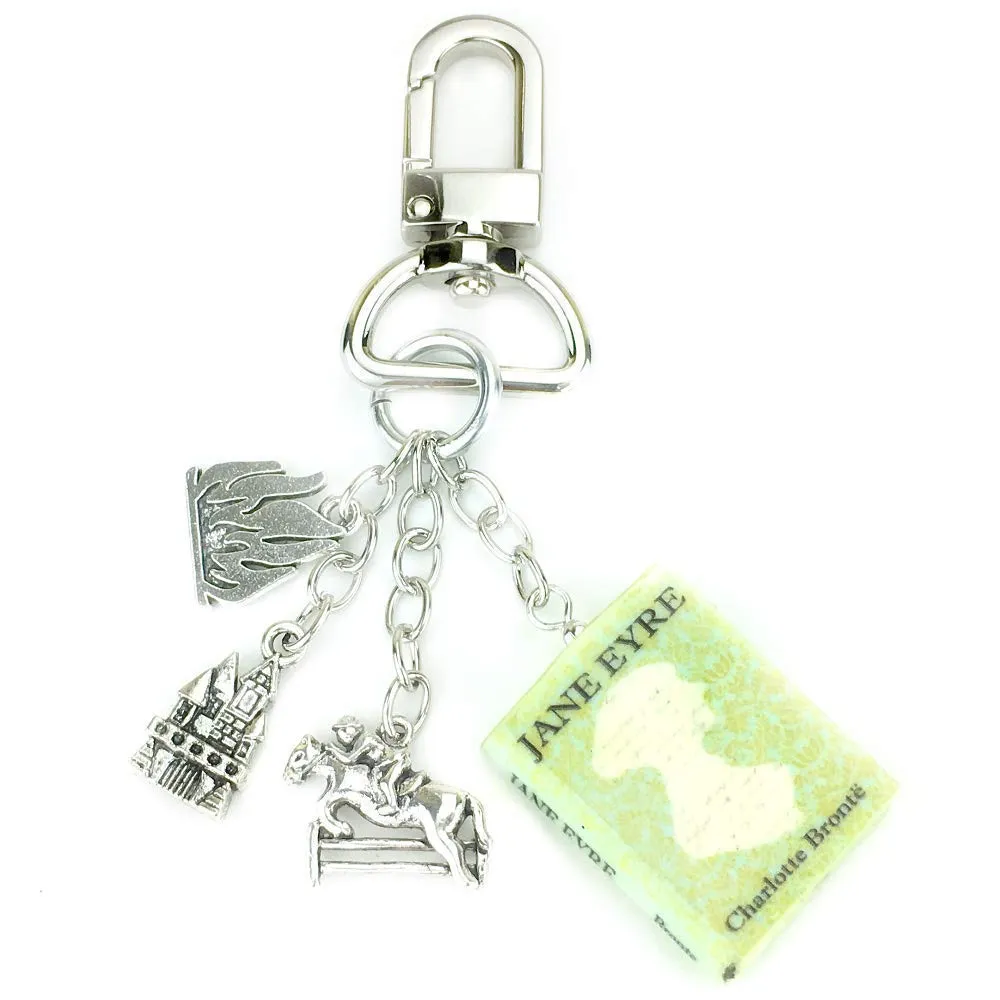 Jane Eyre Charlotte Bronte Clay Mini Book Key Chain Bag Purse Backpack Clip Latch Lock Strap Clasp