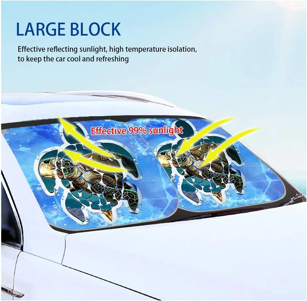 JEOCODY Forest Mushroom Windshield Sun Shade for Car, Automotive Windsheild Universal Fit 2 Pack, Painting Blocks Sun Glare UV and Heat, Protect Car Interior, Universal Fit