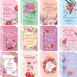 Jetec 24 Pcs Spanish Christian Notebooks Bulk Religious Gifts for Women in Spanish Regalos Cristianos En Español Bible Verse Notebooks Mothers Day Notepads Religious Inspirational Notepads for Women