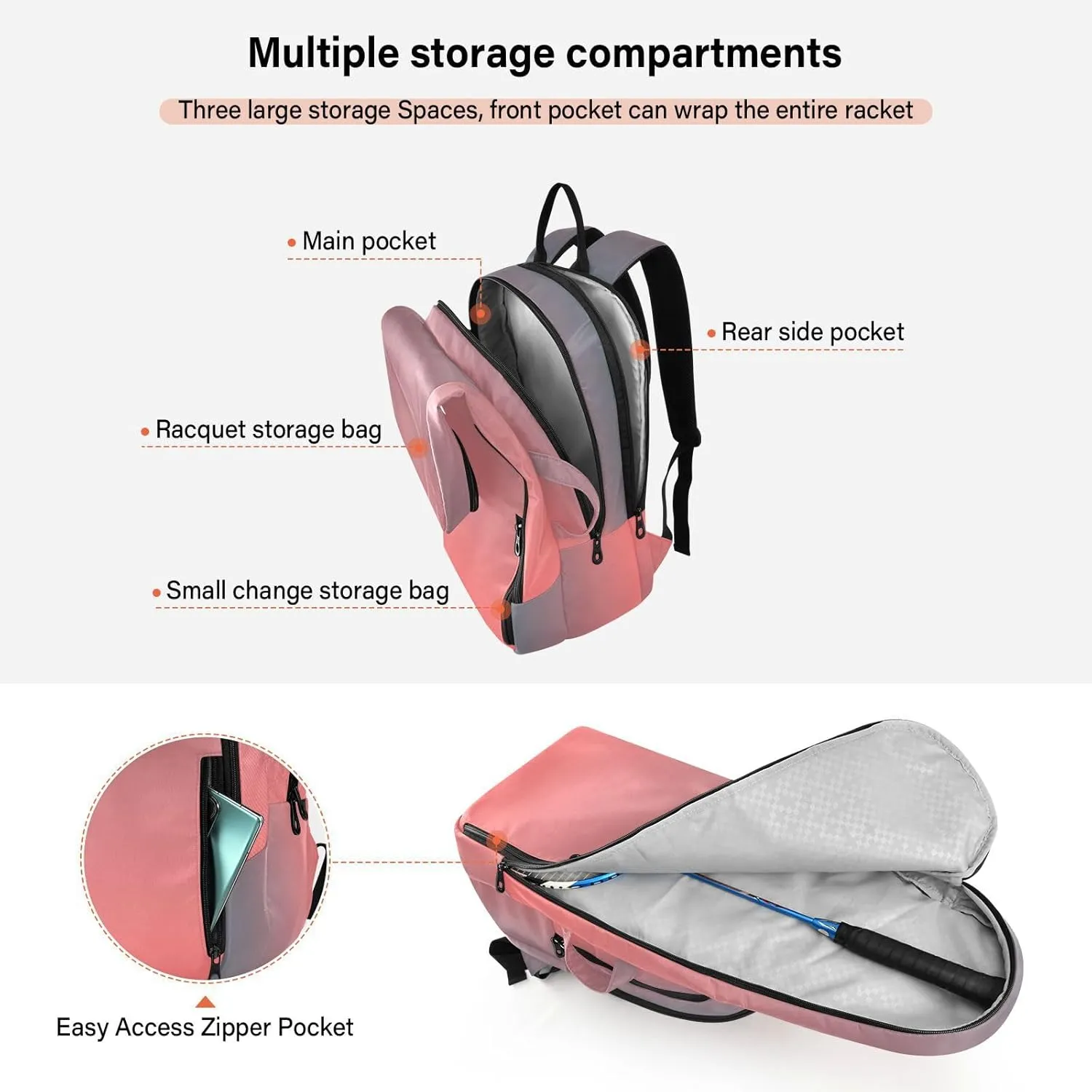 Joko Ivery Gradient Tennis Bag Backpack Tennis Bags Pickleball Bag Fits Badminton Paddles Backpack Tennis Racket Bag