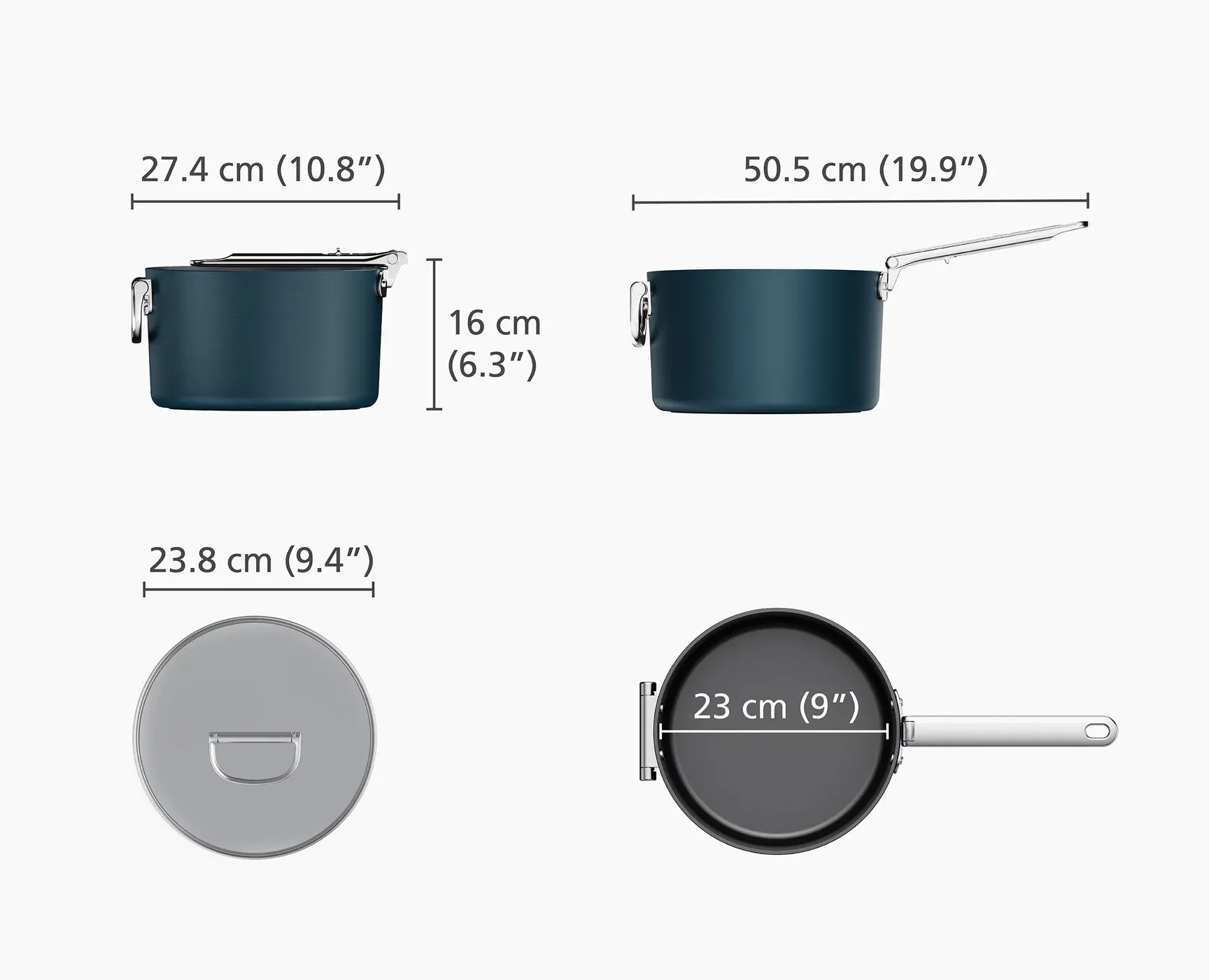 Joseph Joseph Space Folding Handle Ceramic Non-stick Blue Saucepan & Lid