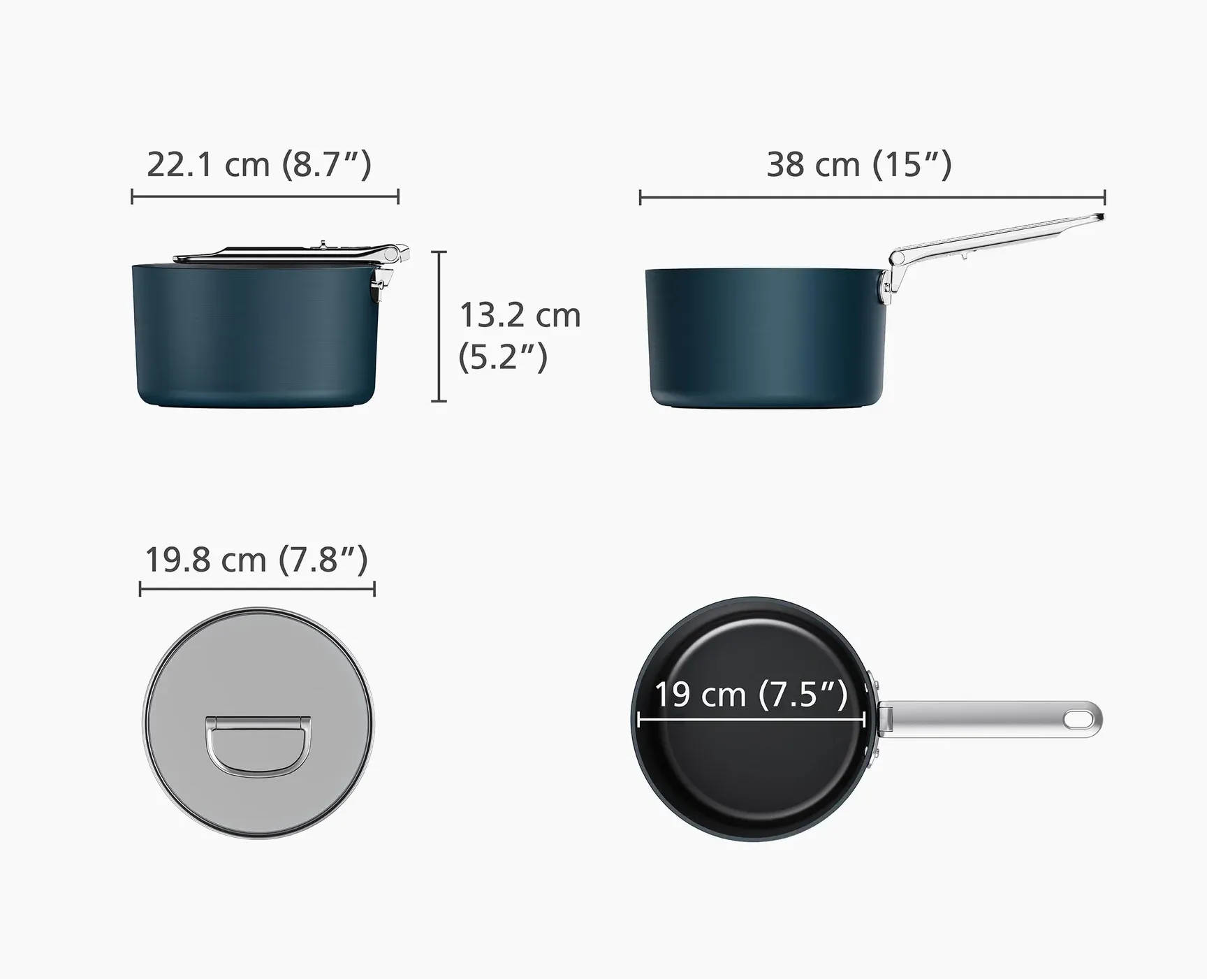 Joseph Joseph Space Folding Handle Ceramic Non-stick Blue Saucepan & Lid