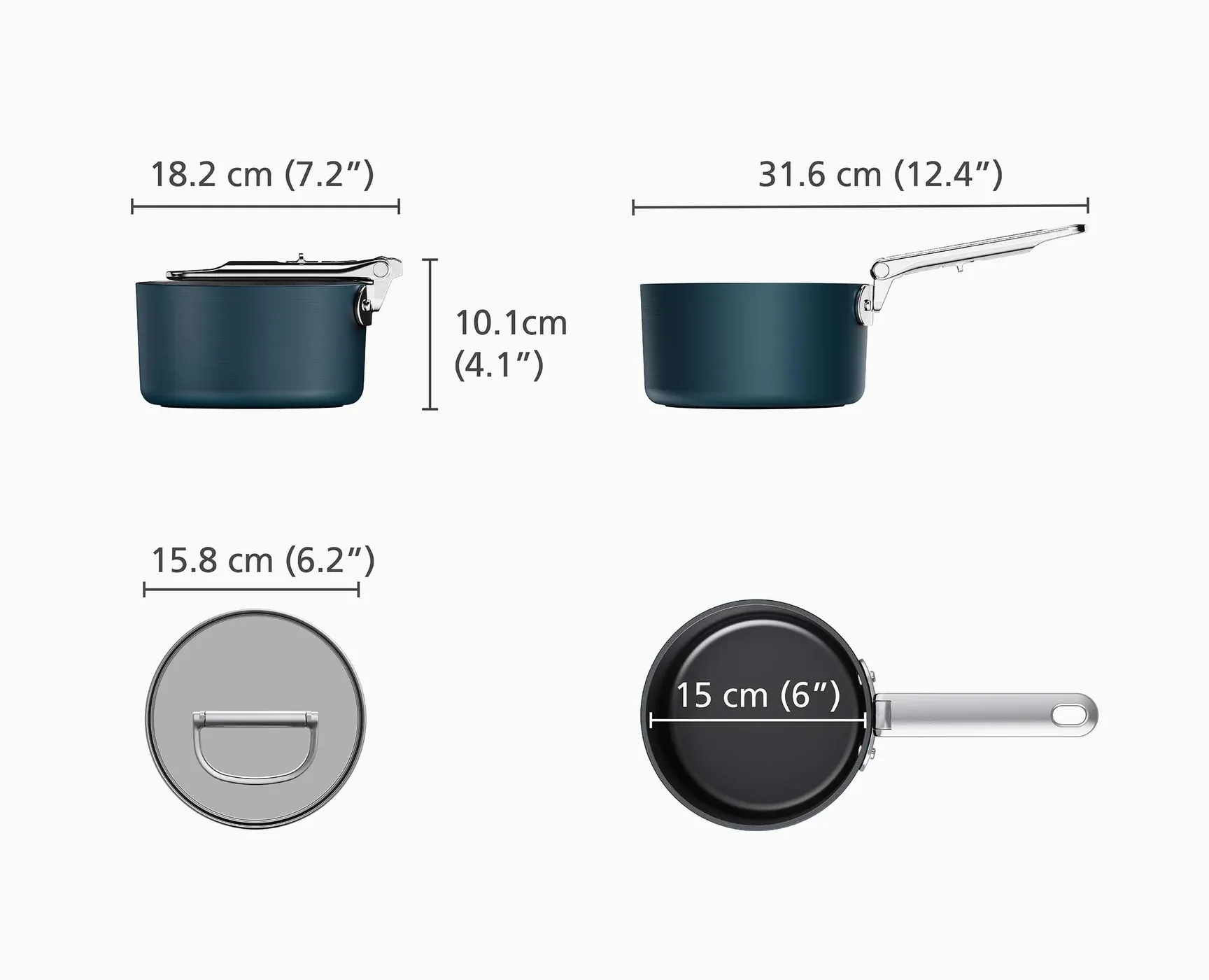Joseph Joseph Space Folding Handle Ceramic Non-stick Blue Saucepan & Lid