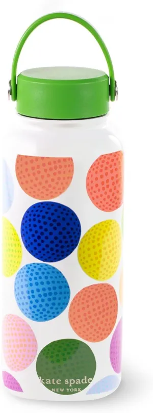 kate spade new york Large Insulated Stainless Steel Water Bottle, 33 Ounce Metal Water Bottle, Double Wall Travel Tumbler with Lid, Mini Golf