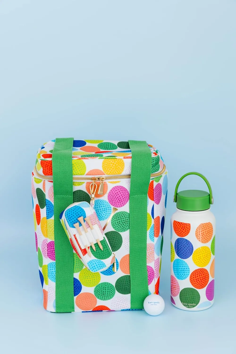 kate spade new york Large Insulated Stainless Steel Water Bottle, 33 Ounce Metal Water Bottle, Double Wall Travel Tumbler with Lid, Mini Golf