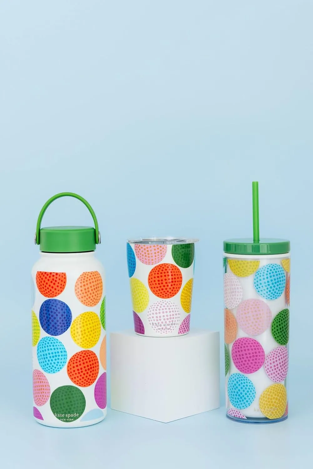 kate spade new york Large Insulated Stainless Steel Water Bottle, 33 Ounce Metal Water Bottle, Double Wall Travel Tumbler with Lid, Mini Golf